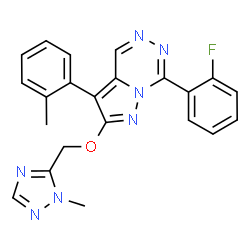 ChemSpider 2D Image | 7-(2-Fluorophenyl)-3-(2-methylphenyl)-2-[(1-methyl-1H-1,2,4-triazol-5-yl)methoxy]pyrazolo[1,5-d][1,2,4]triazine | C22H18FN7O