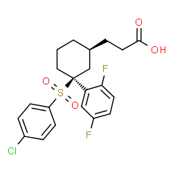 ChemSpider 2D Image | 3-[(1S,3S)-3-[(4-Chlorophenyl)sulfonyl]-3-(2,5-difluorophenyl)cyclohexyl]propanoic acid | C21H21ClF2O4S