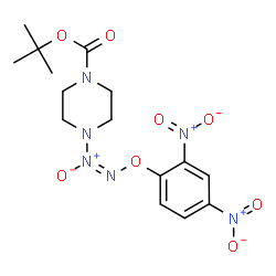 ChemSpider 2D Image | tert-butyl 4-[(E)-(2,4-dinitrophenoxy)-NNO-azoxy]piperazine-1-carboxylate | C15H20N6O8