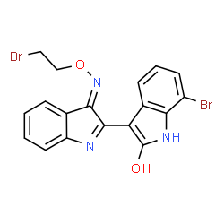 ChemSpider 2D Image | (3E)-7'-Bromo-3-[(2-bromoethoxy)imino]-1'H,3H-2,3'-biindol-2'-ol | C18H13Br2N3O2