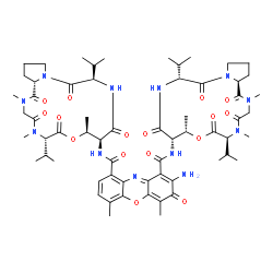 ChemSpider 2D Image | 2-Amino-N,N'-bis[(6S,9S,10S,13R,18aS)-6,13-diisopropyl-2,5,9-trimethyl-1,4,7,11,14-pentaoxohexadecahydro-1H-pyrrolo[2,1-i][1,4,7,10,13]oxatetraazacyclohexadecin-10-yl]-4,6-dimethyl-3-oxo-3H-phenoxazin
e-1,9-dicarboxamide | C62H86N12O16