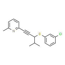 ChemSpider 2D Image | 2-{3-[(3-Chlorophenyl)sulfanyl]-4-methyl-1-pentyn-1-yl}-6-methylpyridine | C18H18ClNS