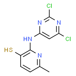 ChemSpider 2D Image | 2-[(2,6-Dichloro-4-pyrimidinyl)amino]-6-methyl-3-pyridinethiol | C10H8Cl2N4S