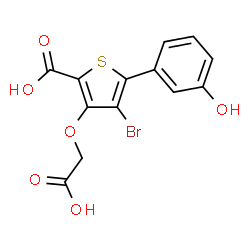 ChemSpider 2D Image | 4-Bromo-3-(carboxymethoxy)-5-(3-hydroxyphenyl)-2-thiophenecarboxylic acid | C13H9BrO6S