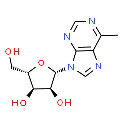 ChemSpider 2D Image | 6-Methyl-9-(beta-L-ribofuranosyl)-9H-purine | C11H14N4O4