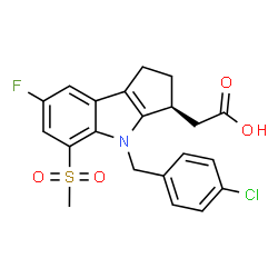 ChemSpider 2D Image | [(3S)-4-(4-Chlorobenzyl)-7-fluoro-5-(methylsulfonyl)-1,2,3,4-tetrahydrocyclopenta[b]indol-3-yl]acetic acid | C21H19ClFNO4S
