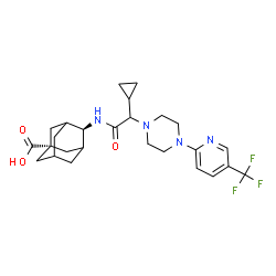 ChemSpider 2D Image | (1r,4s)-4-[(Cyclopropyl{4-[5-(trifluoromethyl)-2-pyridinyl]-1-piperazinyl}acetyl)amino]-1-adamantanecarboxylic acid | C26H33F3N4O3