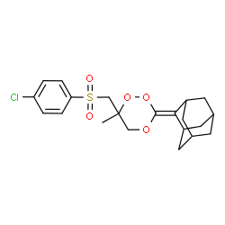 ChemSpider 2D Image | 6-{[(4-Chlorophenyl)sulfonyl]methyl}-6-methyl-3-(tricyclo[3.3.1.1~3,7~]dec-2-ylidene)-1,2,4-trioxane | C21H25ClO5S