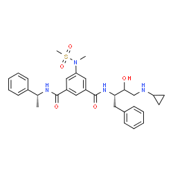 ChemSpider 2D Image | N-[(2S)-4-(Cyclopropylamino)-3-hydroxy-1-phenyl-2-butanyl]-5-[methyl(methylsulfonyl)amino]-N'-[(1R)-1-phenylethyl]isophthalamide | C31H38N4O5S