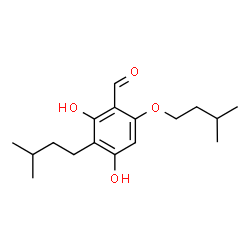 ChemSpider 2D Image | 2,4-Dihydroxy-6-(3-methylbutoxy)-3-(3-methylbutyl)benzaldehyde | C17H26O4