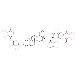 ChemSpider 2D Image | beta-D-glucopyranosyl-(1->4)-6-deoxy-alpha-L-mannopyranosyl-(1->2)-1-O-[(3beta,16alpha)-3-{[6-deoxy-4-O-(D-xylopyranosyl)-alpha-L-mannopyranosyl]oxy}-16-hydroxy-28-oxoolean-12-en-28-yl]-D-arabinopyranose | C58H94O25