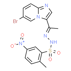ChemSpider 2D Image | N'-[(1E)-1-(6-Bromoimidazo[1,2-a]pyridin-3-yl)ethylidene]-2-methyl-5-nitrobenzenesulfonohydrazide | C16H14BrN5O4S