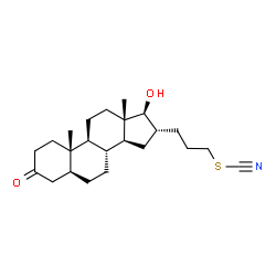 ChemSpider 2D Image | 3-[(5alpha,16alpha,17beta)-17-Hydroxy-3-oxoandrostan-16-yl]propyl thiocyanate | C23H35NO2S