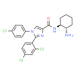 ChemSpider 2D Image | N-[(1S,2S)-2-Aminocyclohexyl]-1-(4-chlorophenyl)-2-(2,4-dichlorophenyl)-1H-imidazole-4-carboxamide | C22H21Cl3N4O
