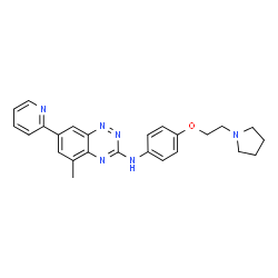 ChemSpider 2D Image | 5-Methyl-7-(2-pyridinyl)-N-{4-[2-(1-pyrrolidinyl)ethoxy]phenyl}-1,2,4-benzotriazin-3-amine | C25H26N6O