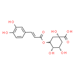 ChemSpider 2D Image | (1R,4S,5S)-3-{[(2E)-3-(3,4-Dihydroxyphenyl)-2-propenoyl]oxy}-1,4,5-trihydroxycyclohexanecarboxylic acid | C16H18O9