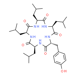 ChemSpider 2D Image | Cyclo(L-leucyl-L-leucyl-L-leucyl-L-leucyl-D-tyrosyl) | C33H53N5O6