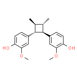 ChemSpider 2D Image | 4,4'-[(1R,2R,3S,4S)-3,4-Dimethyl-1,2-cyclobutanediyl]bis(2-methoxyphenol) | C20H24O4