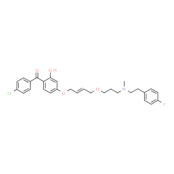 ChemSpider 2D Image | (4-Chlorophenyl)(4-{[(2E)-4-(3-{[2-(4-fluorophenyl)ethyl](methyl)amino}propoxy)-2-buten-1-yl]oxy}-2-hydroxyphenyl)methanone | C29H31ClFNO4