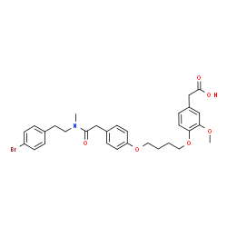 ChemSpider 2D Image | (4-{4-[4-(2-{[2-(4-Bromophenyl)ethyl](methyl)amino}-2-oxoethyl)phenoxy]butoxy}-3-methoxyphenyl)acetic acid | C30H34BrNO6