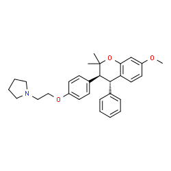ChemSpider 2D Image | 1-(2-{4-[(3S,4S)-7-Methoxy-2,2-dimethyl-4-phenyl-3,4-dihydro-2H-chromen-3-yl]phenoxy}ethyl)pyrrolidine | C30H35NO3