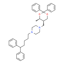 ChemSpider 2D Image | 1-(5,5-Diphenylpentyl)-4-[(4-methyl-2,2-diphenyl-1,3-dioxan-5-yl)methyl]piperazine | C39H46N2O2