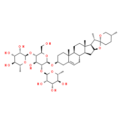ChemSpider 2D Image | (3beta,25R)-spirost-5-en-3-yl 6-deoxy-alpha-D-mannopyranosyl-(1->2)-[6-deoxy-alpha-D-mannopyranosyl-(1->4)]-beta-D-glucopyranoside | C45H72O16