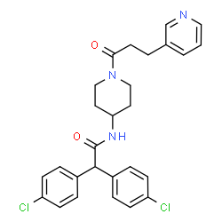 ChemSpider 2D Image | 2,2-Bis(4-chlorophenyl)-N-{1-[3-(3-pyridinyl)propanoyl]-4-piperidinyl}acetamide | C27H27Cl2N3O2
