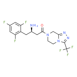 ChemSpider 2D Image | (3R)-3-Amino-1-[3-(trifluoromethyl)-5,6-dihydro[1,2,4]triazolo[4,3-a]pyrazin-7(8H)-yl]-4-(2,4,6-trifluorophenyl)-1-butanone | C16H15F6N5O