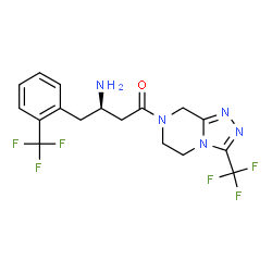 ChemSpider 2D Image | (3R)-3-Amino-1-[3-(trifluoromethyl)-5,6-dihydro[1,2,4]triazolo[4,3-a]pyrazin-7(8H)-yl]-4-[2-(trifluoromethyl)phenyl]-1-butanone | C17H17F6N5O