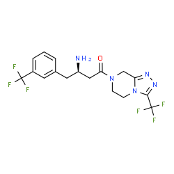 ChemSpider 2D Image | (3R)-3-Amino-1-[3-(trifluoromethyl)-5,6-dihydro[1,2,4]triazolo[4,3-a]pyrazin-7(8H)-yl]-4-[3-(trifluoromethyl)phenyl]-1-butanone | C17H17F6N5O