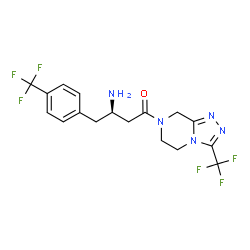 ChemSpider 2D Image | (3R)-3-Amino-1-[3-(trifluoromethyl)-5,6-dihydro[1,2,4]triazolo[4,3-a]pyrazin-7(8H)-yl]-4-[4-(trifluoromethyl)phenyl]-1-butanone | C17H17F6N5O