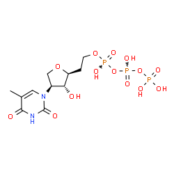 ChemSpider 2D Image | 1,4-Anhydro-2,5-dideoxy-6-O-(hydroxy{[hydroxy(phosphonooxy)phosphoryl]oxy}phosphoryl)-2-(5-methyl-2,4-dioxo-3,4-dihydro-1(2H)-pyrimidinyl)-L-arabino-hexitol | C11H19N2O14P3