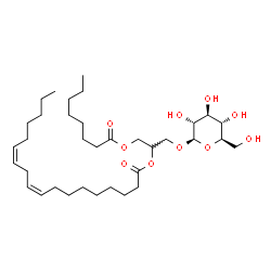 ChemSpider 2D Image | 1-(beta-D-Glucopyranosyloxy)-3-(octanoyloxy)-2-propanyl (9Z,12Z)-9,12-octadecadienoate | C35H62O10