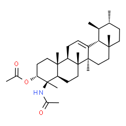 ChemSpider 2D Image | (3R,4R,4aR,6aR,6bS,8aR,11R,12S,12aR,14aR,14bR)-4-Acetamido-4,6a,6b,8a,11,12,14b-heptamethyl-1,2,3,4,4a,5,6,6a,6b,7,8,8a,9,10,11,12,12a,14,14a,14b-icosahydro-3-picenyl acetate | C33H53NO3