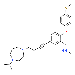 ChemSpider 2D Image | 1-{5-[4-(4-Isopropyl-1,4-diazepan-1-yl)-1-butyn-1-yl]-2-[4-(methylsulfanyl)phenoxy]phenyl}-N-methylmethanamine | C27H37N3OS