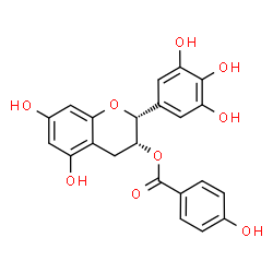 ChemSpider 2D Image | (2R,3R)-5,7-Dihydroxy-2-(3,4,5-trihydroxyphenyl)-3,4-dihydro-2H-chromen-3-yl 4-hydroxybenzoate | C22H18O9