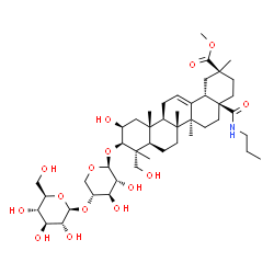 ChemSpider 2D Image | Methyl (2beta,3beta)-3-{[4-O-(beta-D-glucopyranosyl)-beta-D-xylopyranosyl]oxy}-2,23-dihydroxy-28-oxo-28-(propylamino)olean-12-en-30-oate | C45H73NO15