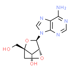 ChemSpider 2D Image | 9-[2,5-Anhydro-4-(hydroxymethyl)-alpha-L-lyxofuranosyl]-9H-purin-6-amine | C11H13N5O4