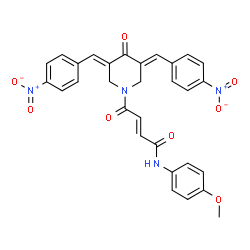 ChemSpider 2D Image | (2E)-4-[(3E,5E)-3,5-Bis(4-nitrobenzylidene)-4-oxo-1-piperidinyl]-N-(4-methoxyphenyl)-4-oxo-2-butenamide | C30H24N4O8