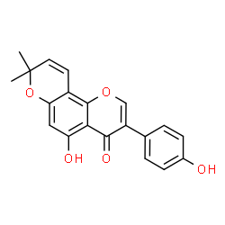 ChemSpider 2D Image | 5-Hydroxy-3-(4-hydroxyphenyl)-8,8-dimethyl-4H,8H-pyrano[2,3-f]chromen-4-one | C20H16O5