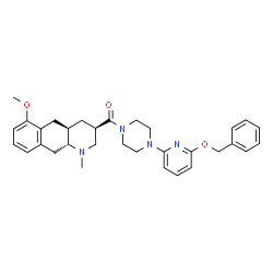 ChemSpider 2D Image | {4-[6-(Benzyloxy)-2-pyridinyl]-1-piperazinyl}[(3R,4aR,10aR)-6-methoxy-1-methyl-1,2,3,4,4a,5,10,10a-octahydrobenzo[g]quinolin-3-yl]methanone | C32H38N4O3