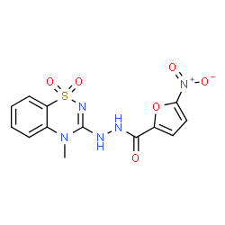 ChemSpider 2D Image | N'-(4-methyl-1,1-dioxido-4H-1,2,4-benzothiadiazin-3-yl)-5-nitrofuran-2-carbohydrazide | C13H11N5O6S