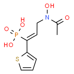 ChemSpider 2D Image | [(1Z)-3-[Acetyl(hydroxy)amino]-1-(2-thienyl)-1-propen-1-yl]phosphonic acid | C9H12NO5PS