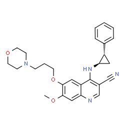 ChemSpider 2D Image | 7-Methoxy-6-[3-(4-morpholinyl)propoxy]-4-{[(1R,2S)-2-phenylcyclopropyl]amino}-3-quinolinecarbonitrile | C27H30N4O3