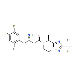 ChemSpider 2D Image | (3R)-3-Amino-1-[(8S)-8-methyl-2-(trifluoromethyl)-5,6-dihydro[1,2,4]triazolo[1,5-a]pyrazin-7(8H)-yl]-4-(2,4,5-trifluorophenyl)-1-butanone | C17H17F6N5O