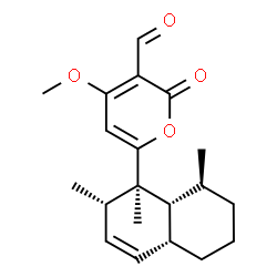 ChemSpider 2D Image | 4-Methoxy-2-oxo-6-[(1R,2S,4aR,8S,8aR)-1,2,8-trimethyl-1,2,4a,5,6,7,8,8a-octahydro-1-naphthalenyl]-2H-pyran-3-carbaldehyde | C20H26O4