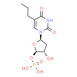 ChemSpider 2D Image | (2R,3S,5R)-5-(2,4-Dioxo-5-propyl-3,4-dihydro-1(2H)-pyrimidinyl)-3-hydroxytetrahydro-2-furanyl dihydrogen phosphate | C11H17N2O8P