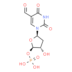 ChemSpider 2D Image | (2R,3S,5R)-5-(5-Formyl-2,4-dioxo-3,4-dihydro-1(2H)-pyrimidinyl)-3-hydroxytetrahydro-2-furanyl dihydrogen phosphate | C9H11N2O9P