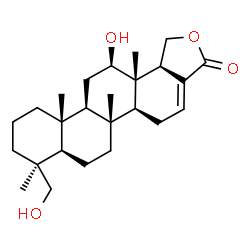 ChemSpider 2D Image | (5aS,5bR,7aR,8S,11aR,11bR,13R,13aS,13bR)-13-Hydroxy-8-(hydroxymethyl)-5b,8,11a,13a-tetramethyl-5,5a,5b,6,7,7a,8,9,10,11,11a,11b,12,13,13a,13b-hexadecahydrochryseno[1,2-c]furan-3(1H)-one | C25H38O4